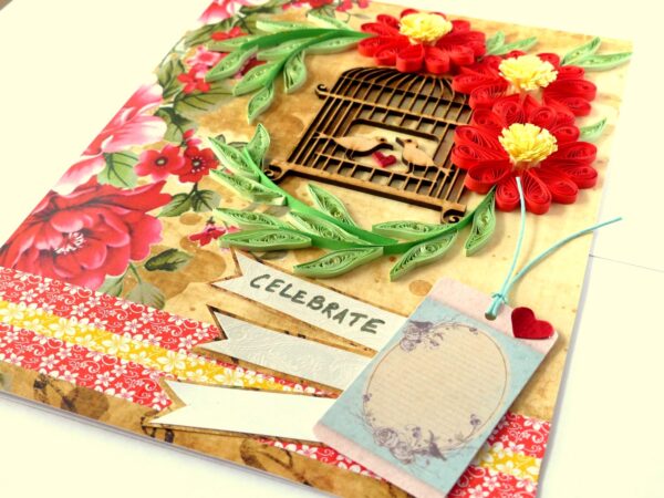 Red Themed Quilled Flowers Greeting Card image