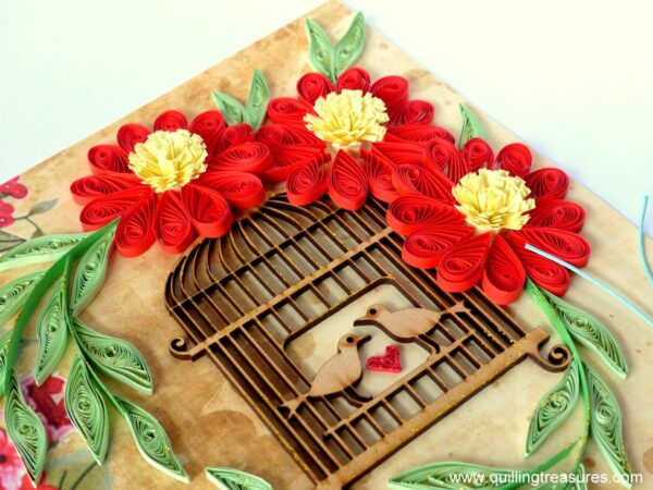 Red Themed Quilled Flowers Greeting Card image