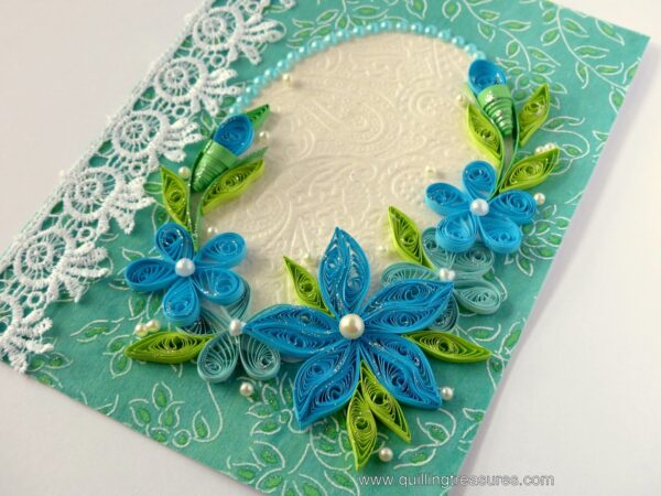 All Blues Quilled Corner With Lace Greeting Card image