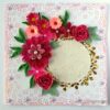 Paper Lace Border Pink Variety Flowers Greeting Card image