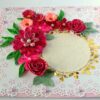 Paper Lace Border Pink Variety Flowers Greeting Card image