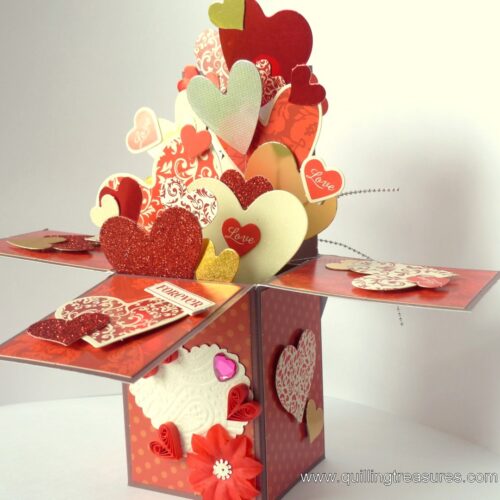 Sparkling Hot Red Pop Up Card In Box image