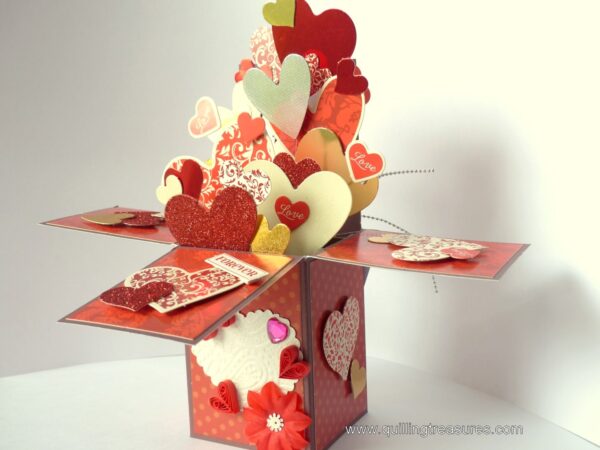 Sparkling Hot Red Pop Up Card In Box image