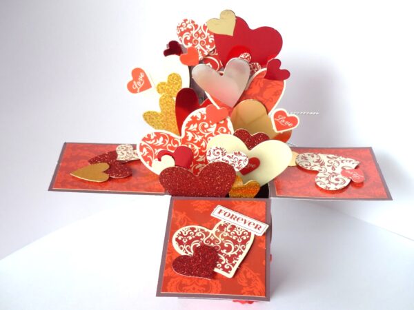 Sparkling Hot Red Pop Up Card In Box image