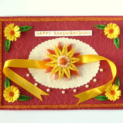 Yellow Themed Quilled Rakshabandhan Greeting Card image
