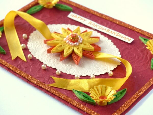Yellow Themed Quilled Rakshabandhan Greeting Card image Yellow Themed Quilled Rakshabandhan Greeting Card image