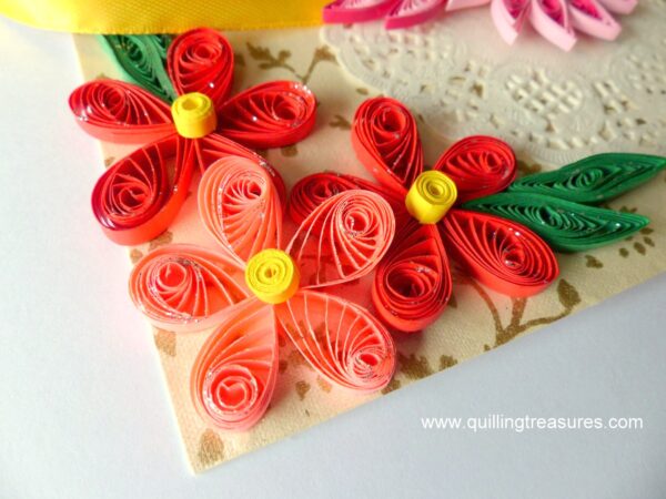 Pink and Red Quilled Rakshabandhan Greeting Card image Pink and Red Quilled Rakshabandhan Greeting Card image