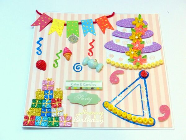 Quilled Cake Birthday Greeting Card image