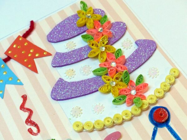 Quilled Cake Birthday Greeting Card image