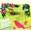Birds in Love with Nest And Quilled Flowers Greeting Card image Birds in Love with Nest And Quilled Flowers Greeting Card image