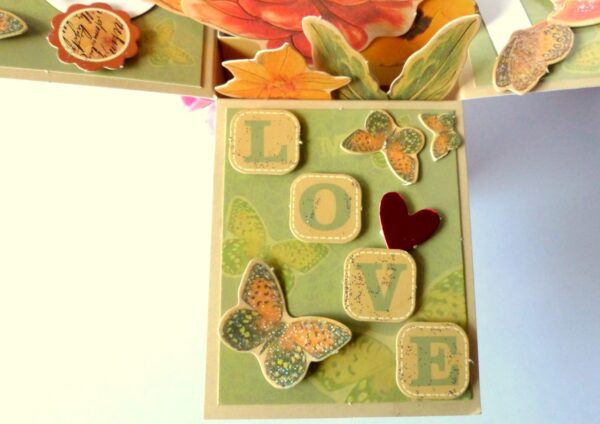 Love and Multicolor Sparkling Flowers Pop up Greeting Card image