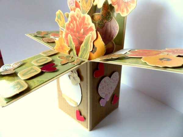 Love and Multicolor Sparkling Flowers Pop up Greeting Card image