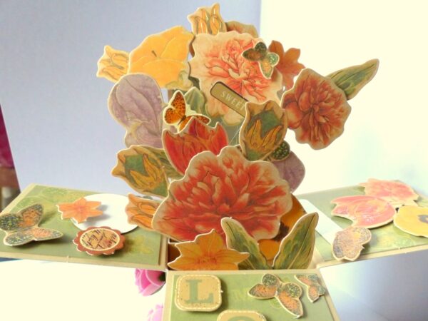 Love and Multicolor Sparkling Flowers Pop up Greeting Card image