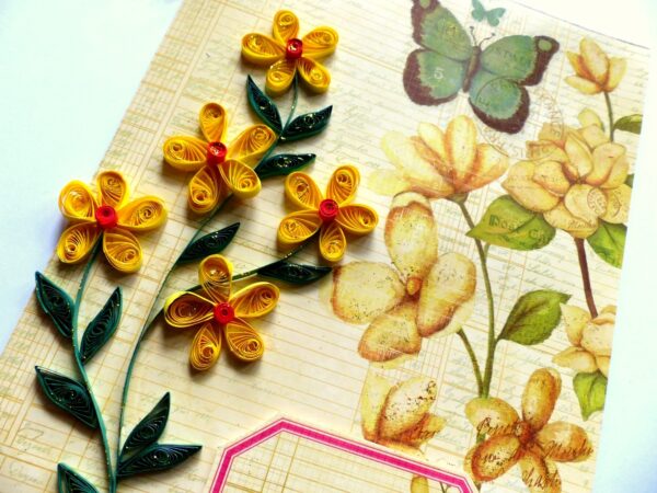 Yellow Quilled Greeting Card image