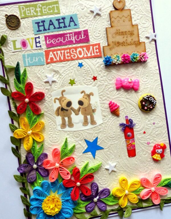 Happy Birthday With Quilled Flowers Greeting Card image Happy Birthday With Quilled Flowers Greeting Card image