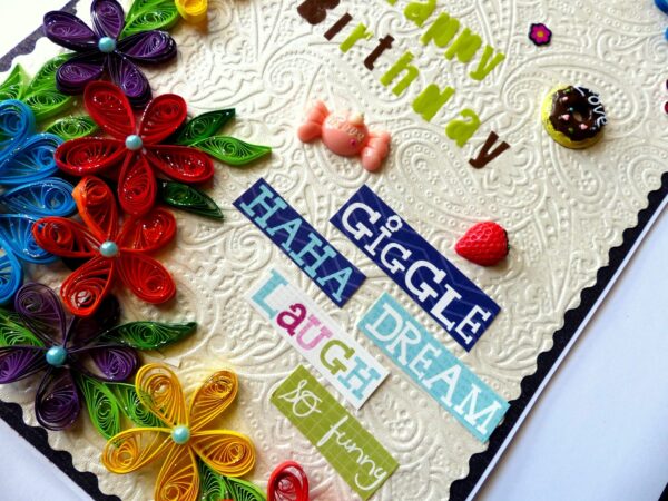 Happy Birthday Quilled Flowers Greeting Card image