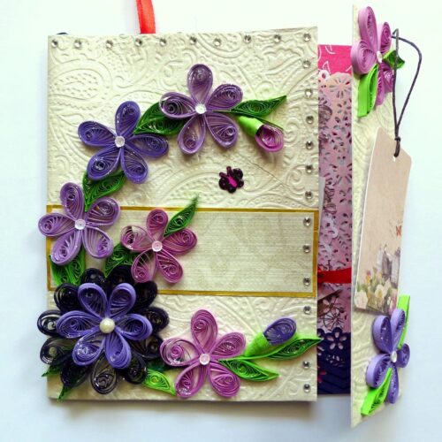Purple Themed Flowers Mini Scrapbook Greeting Card image