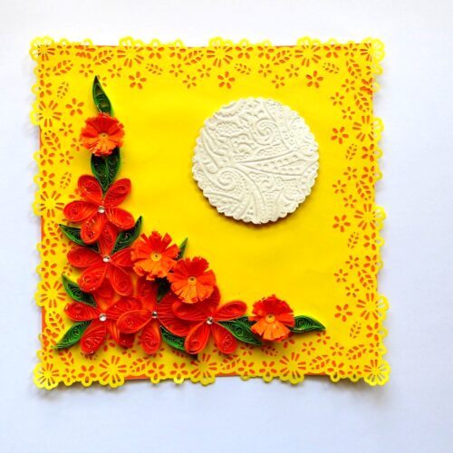 Yellow Themed Orange Flowers Greeting Card image