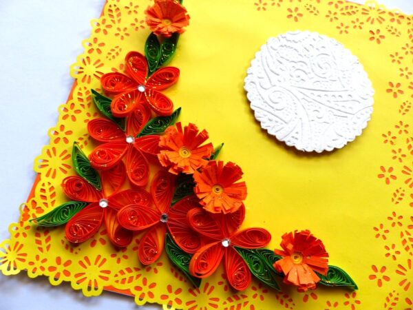 Yellow Themed Orange Flowers Greeting Card image