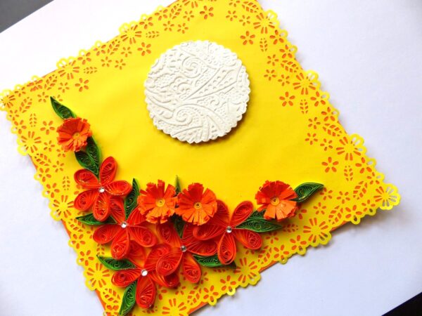 Yellow Themed Orange Flowers Greeting Card image