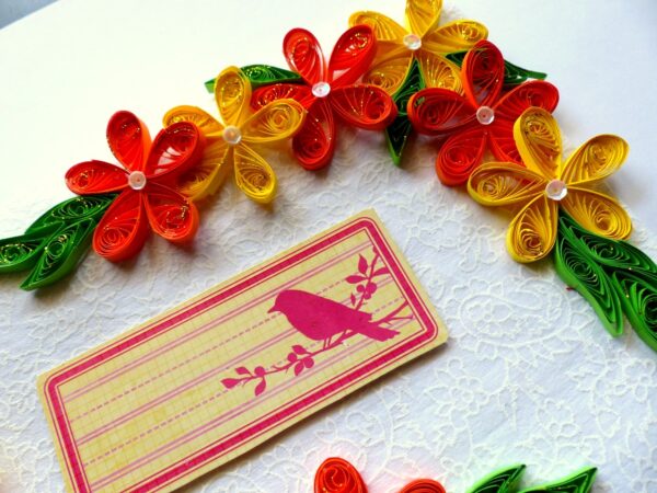 Yellow and Orange Quilled Corner Greeting Card image Yellow and Orange Quilled Corner Greeting Card image