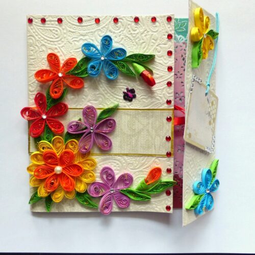 Multicolor Flowers Mini Scrapbook Greeting Card image