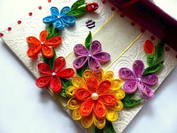 Multicolor Flowers Mini Scrapbook Greeting Card image
