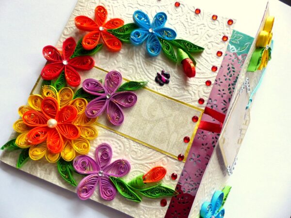 Multicolor Flowers Mini Scrapbook Greeting Card image