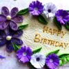 Purple Quilled Flowers in Circle Greeting Card image