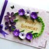 Purple Quilled Flowers in Circle Greeting Card image