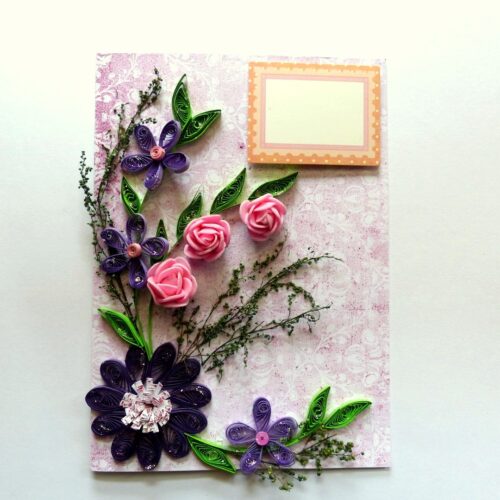 Purple Themed Quilled Greeting Card image