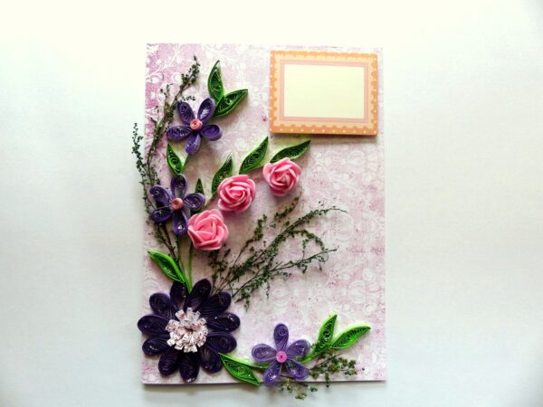 Purple Themed Quilled Greeting Card image