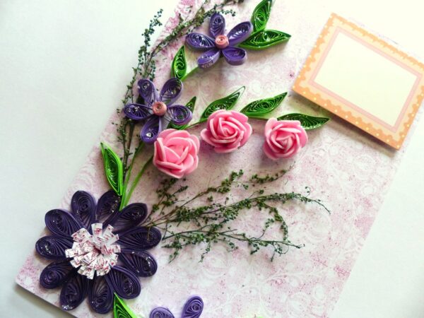 Purple Themed Quilled Greeting Card image