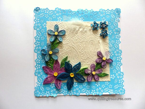 Sparkling Blue Lace and Themed Flowers Greeting Card image Sparkling Blue Lace and Themed Flowers Greeting Card image