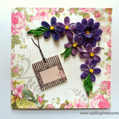 Purple Quilled Variety Flowers Greeting Card image