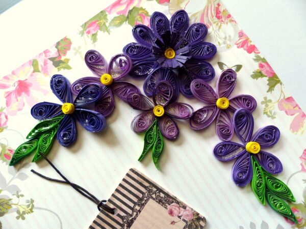 Purple Quilled Variety Flowers Greeting Card image