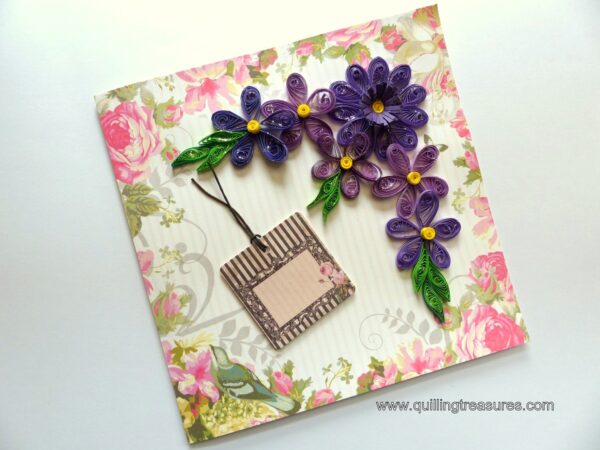 Purple Quilled Variety Flowers Greeting Card image