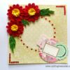 Red Quilled Flowers in Corner Greeting Card image