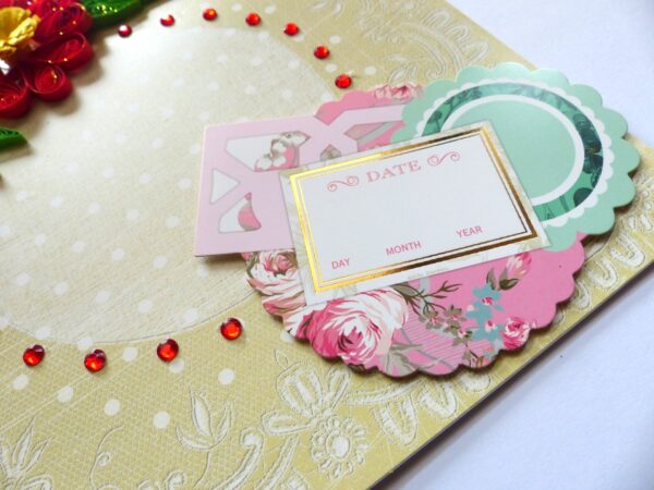 Red Quilled Flowers in Corner Greeting Card image
