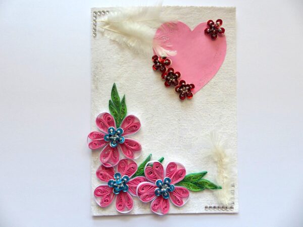 Sweet Pink Quilled Flowers Greeting Card image