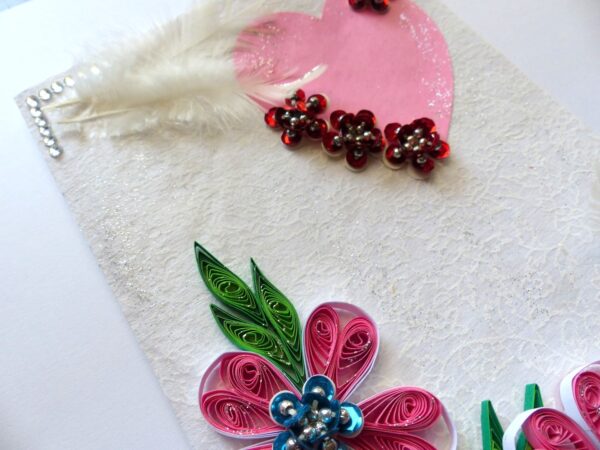 Sweet Pink Quilled Flowers Greeting Card image