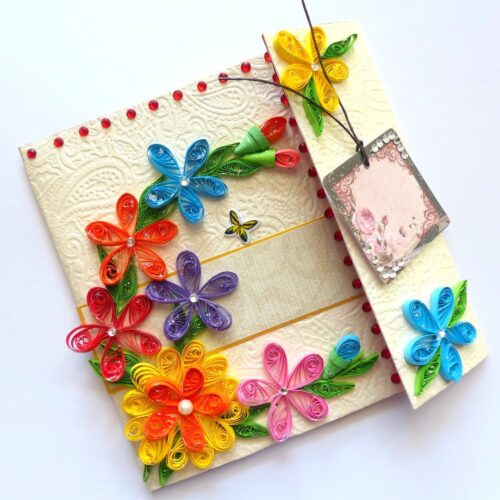 Multicolor Flowers Mini Scrapbook Greeting Card image