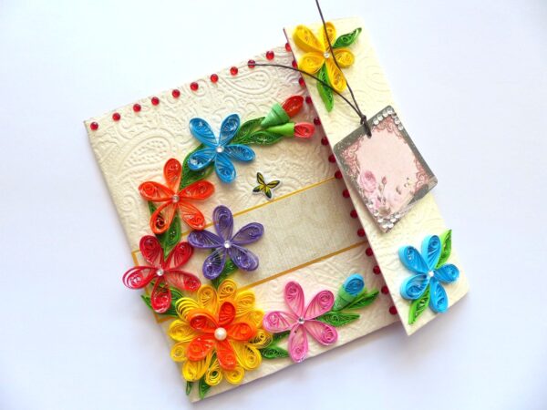Multicolor Flowers Mini Scrapbook Greeting Card image