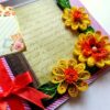 Quilled Yellow Corner Flowers In Photo frame greeting card image Quilled Yellow Corner Flowers In Photo frame greeting card image