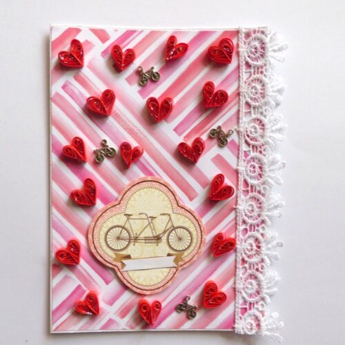Raining Quilled Hearts Greeting Card image