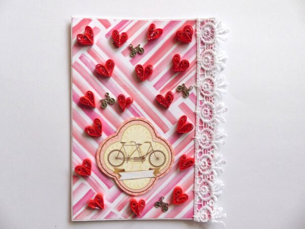 Raining Quilled Hearts Greeting Card image Raining Quilled Hearts Greeting Card image