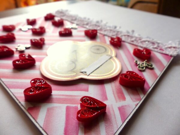Raining Quilled Hearts Greeting Card image Raining Quilled Hearts Greeting Card image