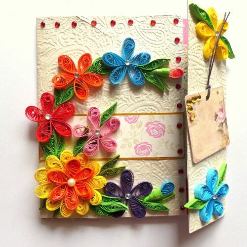 Multicolor Flowers Mini Scrapbook Greeting Card image