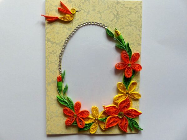 Yellow Themed Quilled Photo Frame Card image