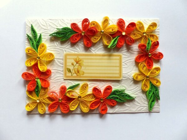 Yellow and Orange Quilled Corner Greeting Card image